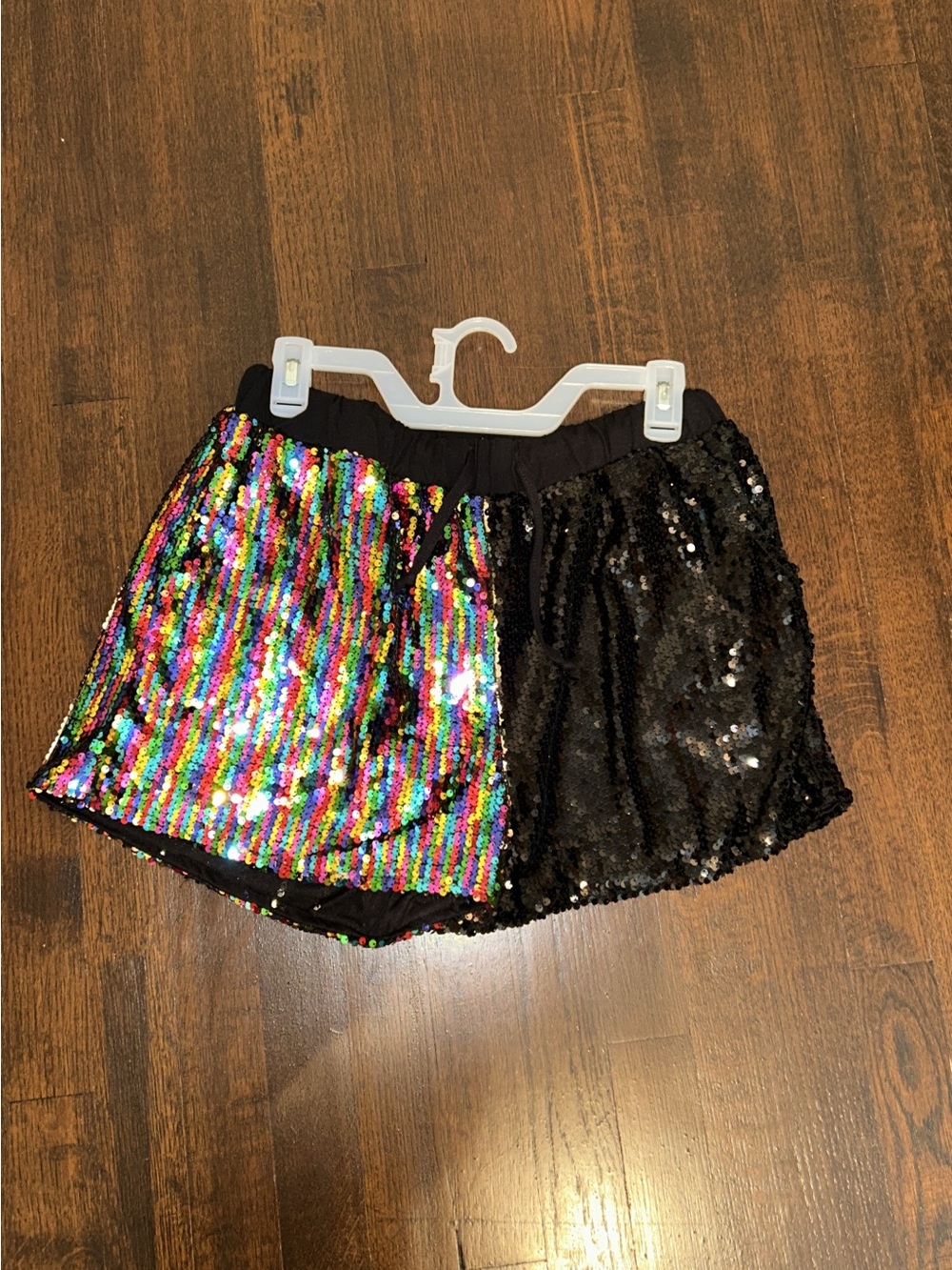 Womens Sequin Colorblock Shorts - Black & Multicolor